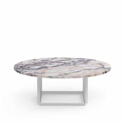 New works florence soffbord white viola marble, ø90 cm, vitt stativ