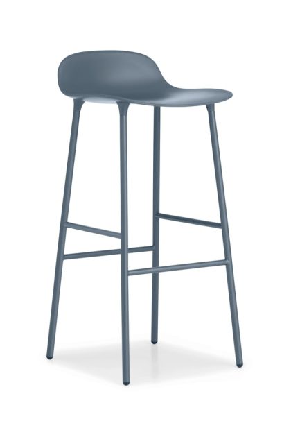 Normann copenhagen form barstol hög blue, blålackerad stålben