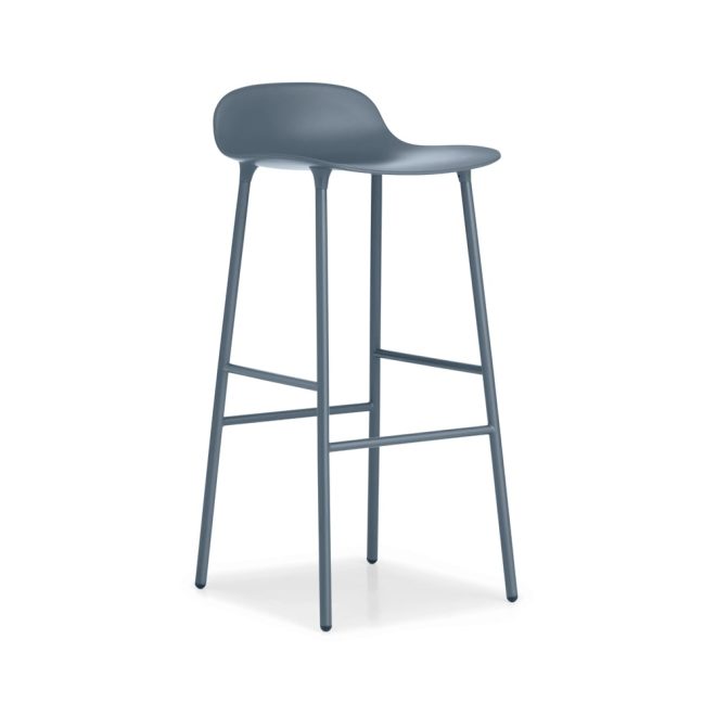 Normann copenhagen form barstol hög blue, blålackerad stålben