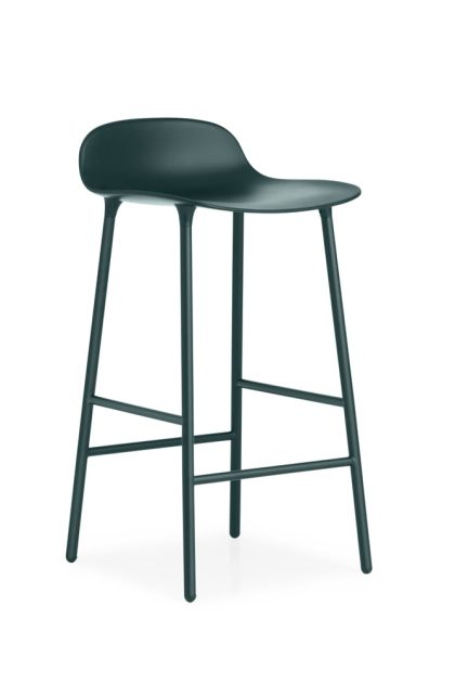 Normann copenhagen form barstol låg green, grönlackerad stålben