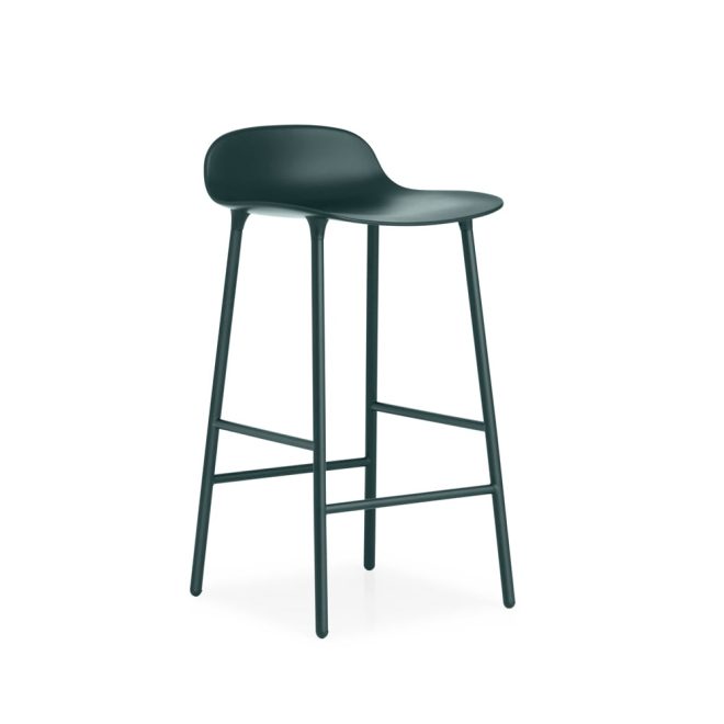 Normann copenhagen form barstol låg green, grönlackerad stålben