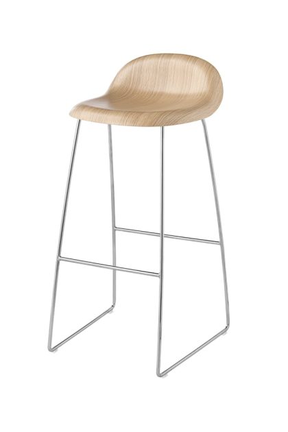Gubi gubi 3d barstol hög oak matt lacqured, kromade stålmedar