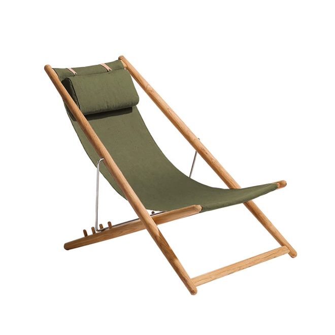 Skargaarden h55 vilstol teak sunbrella heritage leaf green