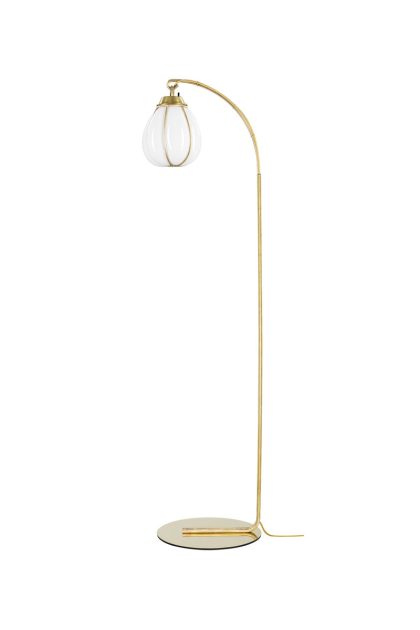 Örsjö belysning hobo golvlampa mässing rå, munblåst opalglas