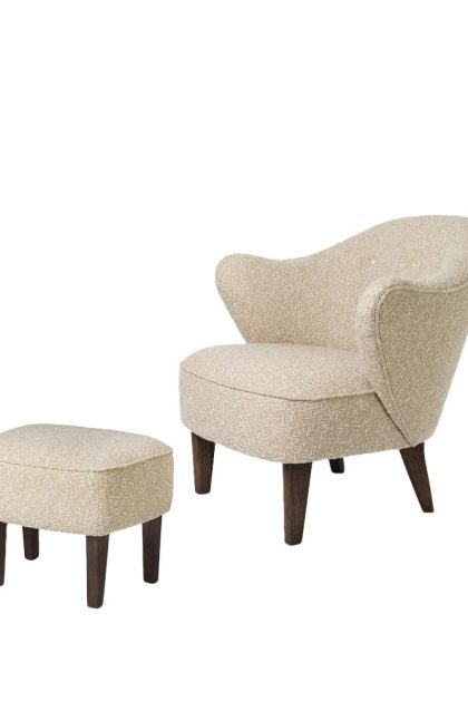 Audo copenhagen ingeborg fåtöljpaket tyg sahcozero beige-inkl. fotpall-ben rökt ek