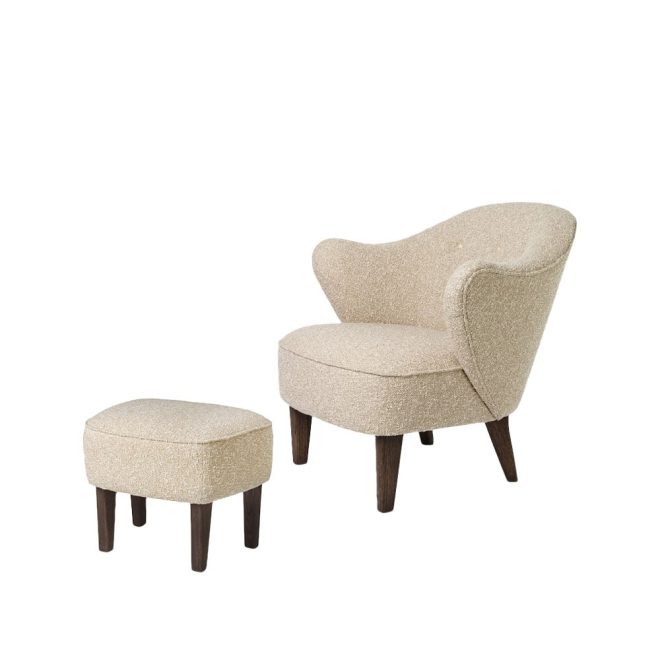 Audo copenhagen ingeborg fåtöljpaket tyg sahcozero beige-inkl. fotpall-ben rökt ek