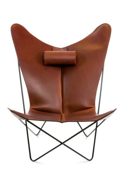 Ox denmarq ks chair fladdermusfåtölj läder cognac, svart stativ