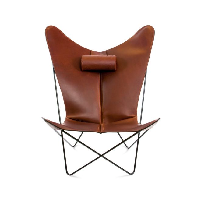 Ox denmarq ks chair fladdermusfåtölj läder cognac, svart stativ