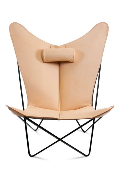 Ox denmarq ks chair fladdermusfåtölj läder nature, svart stativ