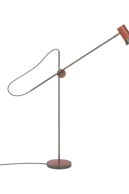 Konsthantverk kusk golvlampa järnoxid/läder