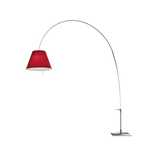 Luceplan lady costanza d13e d golvlampa röd skärm, aluminiumstativ