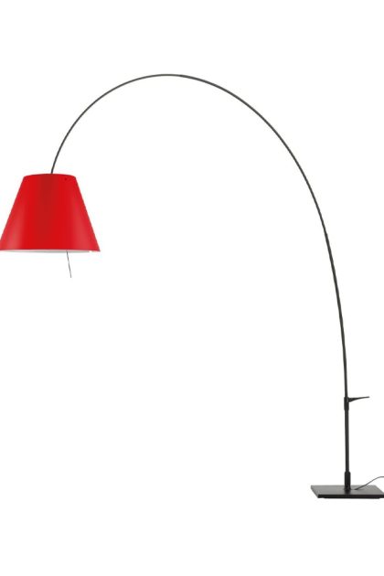 Luceplan lady costanza d13e d golvlampa röd skärm-svartlackerat stativ