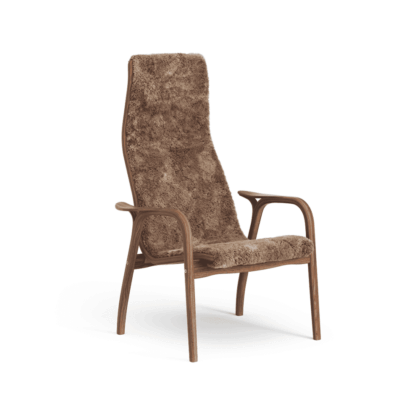 Swedese lamino fåtölj fårskinn sahara, lackad valnöt