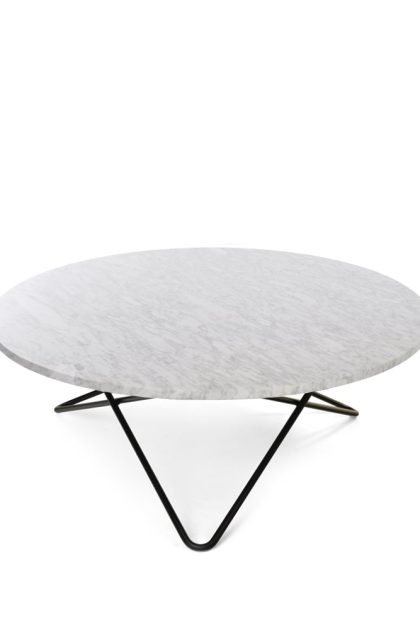 Ox denmarq large o table soffbord marmor carrara, svartlackat stativ