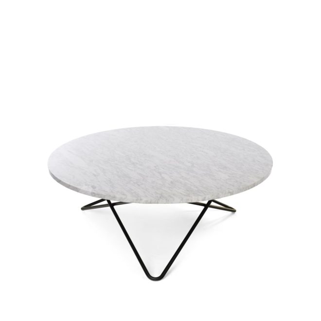 Ox denmarq large o table soffbord marmor carrara, svartlackat stativ