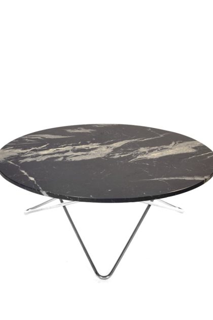 Ox denmarq large o table soffbord marmor marquina matt, rostfritt stativ