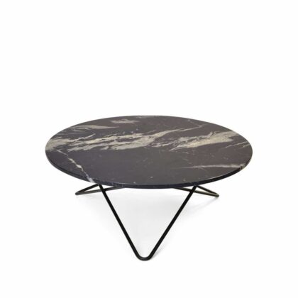 Ox denmarq large o table soffbord marmor marquina matt, svartlack stativ