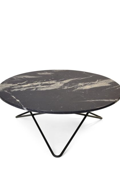 Ox denmarq large o table soffbord marmor marquina matt, svartlack stativ