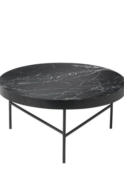 Ferm living marble table soffbord marmor svart, large, svart stativ
