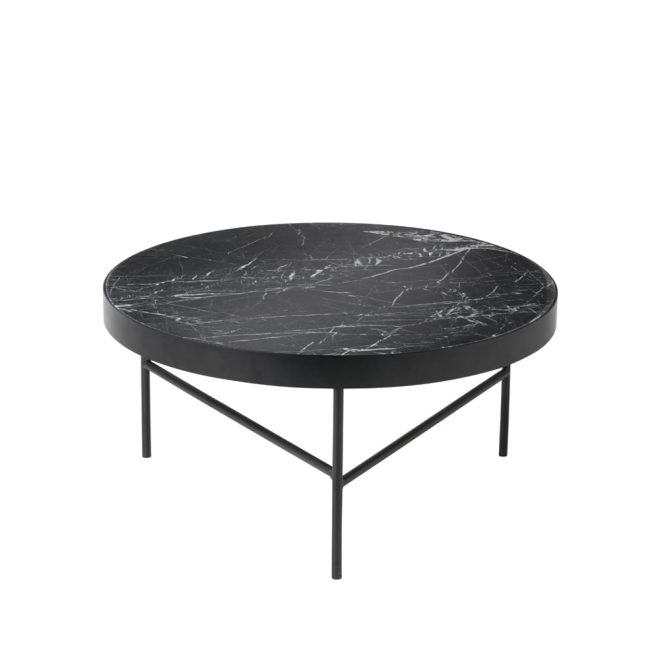 Ferm living marble table soffbord marmor svart, large, svart stativ