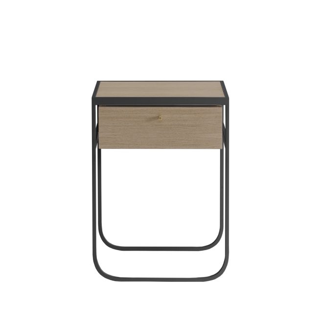 Asplund nati tati drawer sängbord char grey, vitlaserad ek