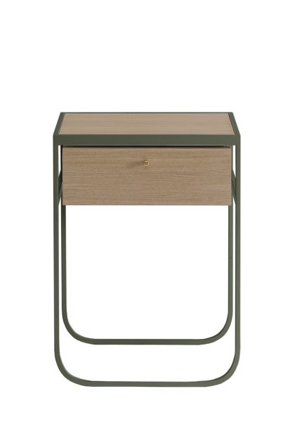 Asplund nati tati drawer sängbord green khaki, vitlaserad ek