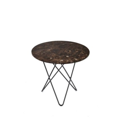Ox denmarq mini o table soffbord marmor brun, svartlackat stativ