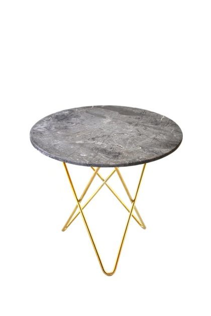 Ox denmarq mini o table soffbord marmor grå, mässingstativ