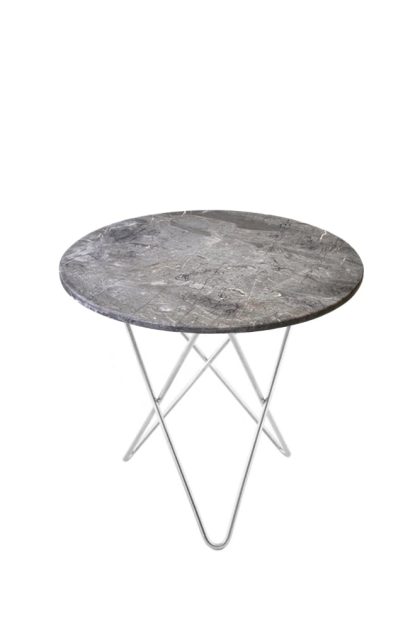 Ox denmarq mini o table soffbord marmor grå, rostfritt stativ