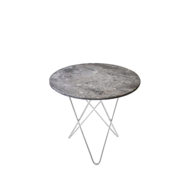 Ox denmarq mini o table soffbord marmor grå, rostfritt stativ