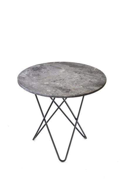 Ox denmarq mini o table soffbord marmor grå, svartlackat stativ