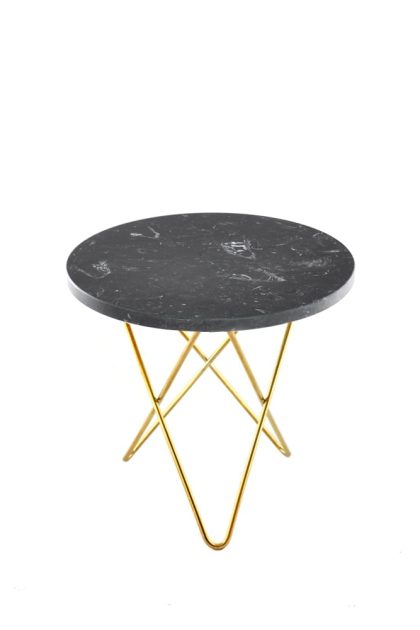 Ox denmarq mini o table soffbord marmor marquina, mässingsstativ