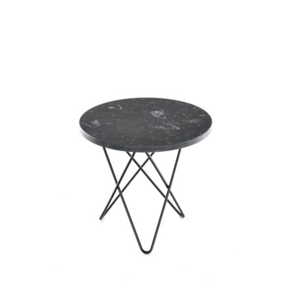 Ox denmarq mini o table soffbord marmor marquina, svartlackat stativ