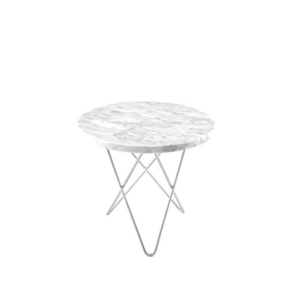 Ox denmarq mini o table soffbord marmor vit, rostfritt stativ