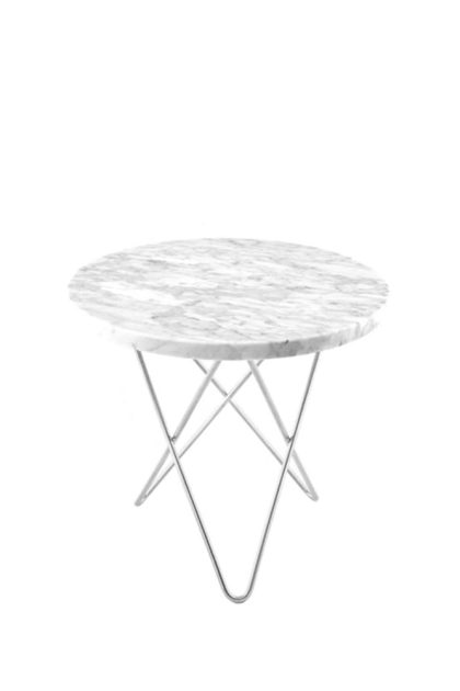 Ox denmarq mini o table soffbord marmor vit, rostfritt stativ