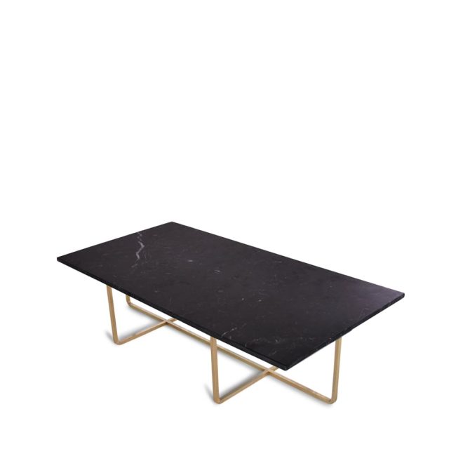Ox denmarq ninety soffbord rektangulärt marmor marquina, mässingsstativ