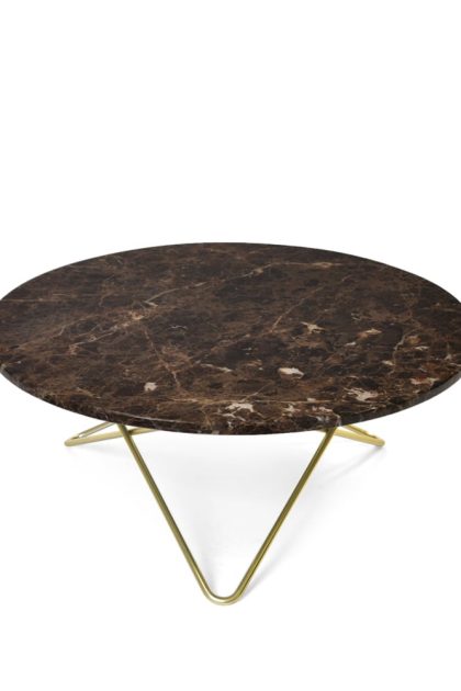 Ox denmarq o table soffbord marmor brun, mässingstativ