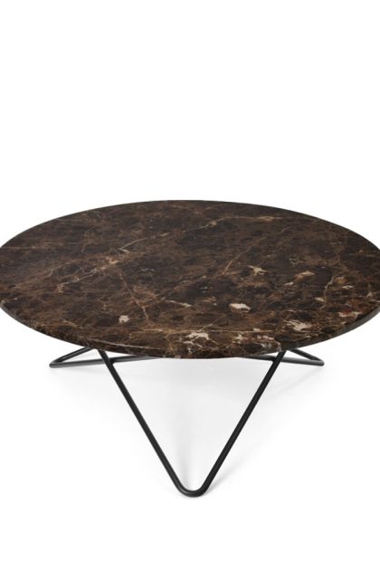 Ox denmarq o table soffbord marmor brun, svartlackat stativ
