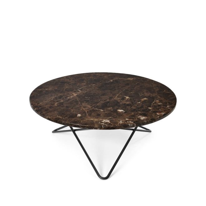Ox denmarq o table soffbord marmor brun, svartlackat stativ