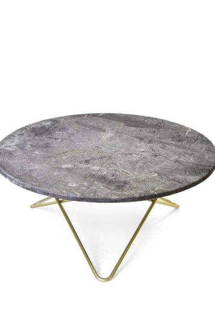 Ox denmarq o table soffbord marmor grå, mässingstativ