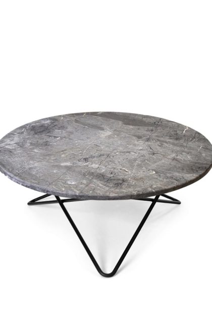 Ox denmarq o table soffbord marmor grå, svartlackat stativ