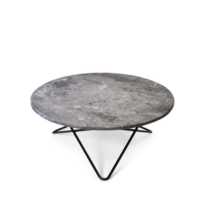 Ox denmarq o table soffbord marmor grå, svartlackat stativ