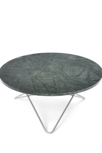 Ox denmarq o table soffbord marmor grön, rostfritt stativ