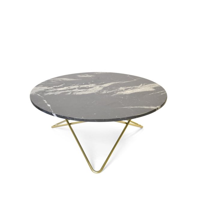 Ox denmarq o table soffbord marmor svart, mässingsstativ