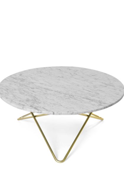 Ox denmarq o table soffbord marmor vit, mässingsstativ