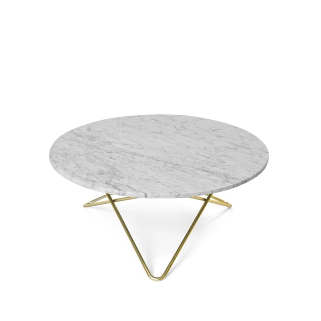 Ox denmarq o table soffbord marmor vit, mässingsstativ