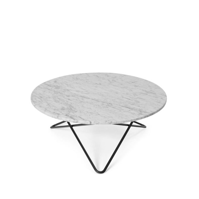 Ox denmarq o table soffbord marmor vit, svartlackat stativ