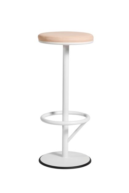 Smd design orbit barpall hög vitlack matt, ljusbrunt läder