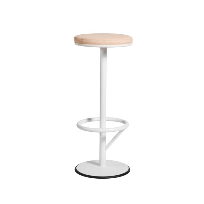 Smd design orbit barpall hög vitlack matt, ljusbrunt läder