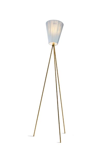 Northern oslo wood golvlampa light blue, guldigt stativ